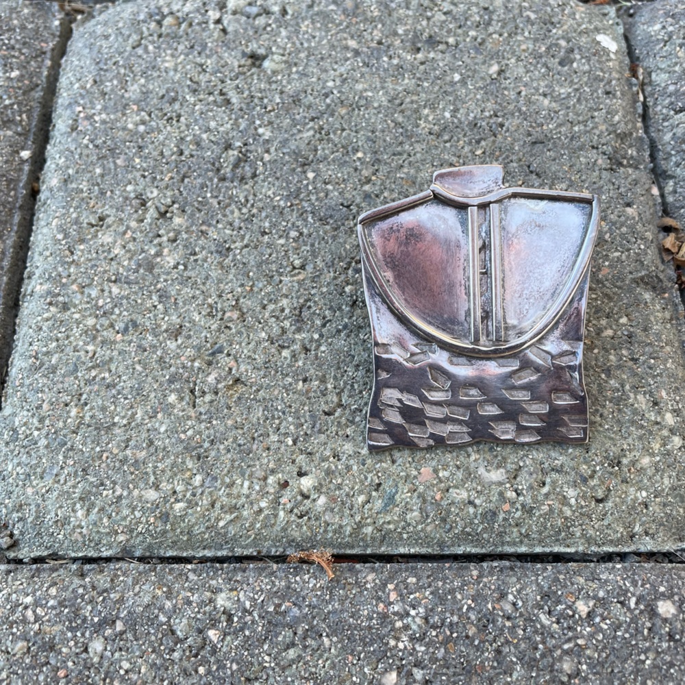 Vintage. Silver. Rectangular Human Chest Pendant - image 1